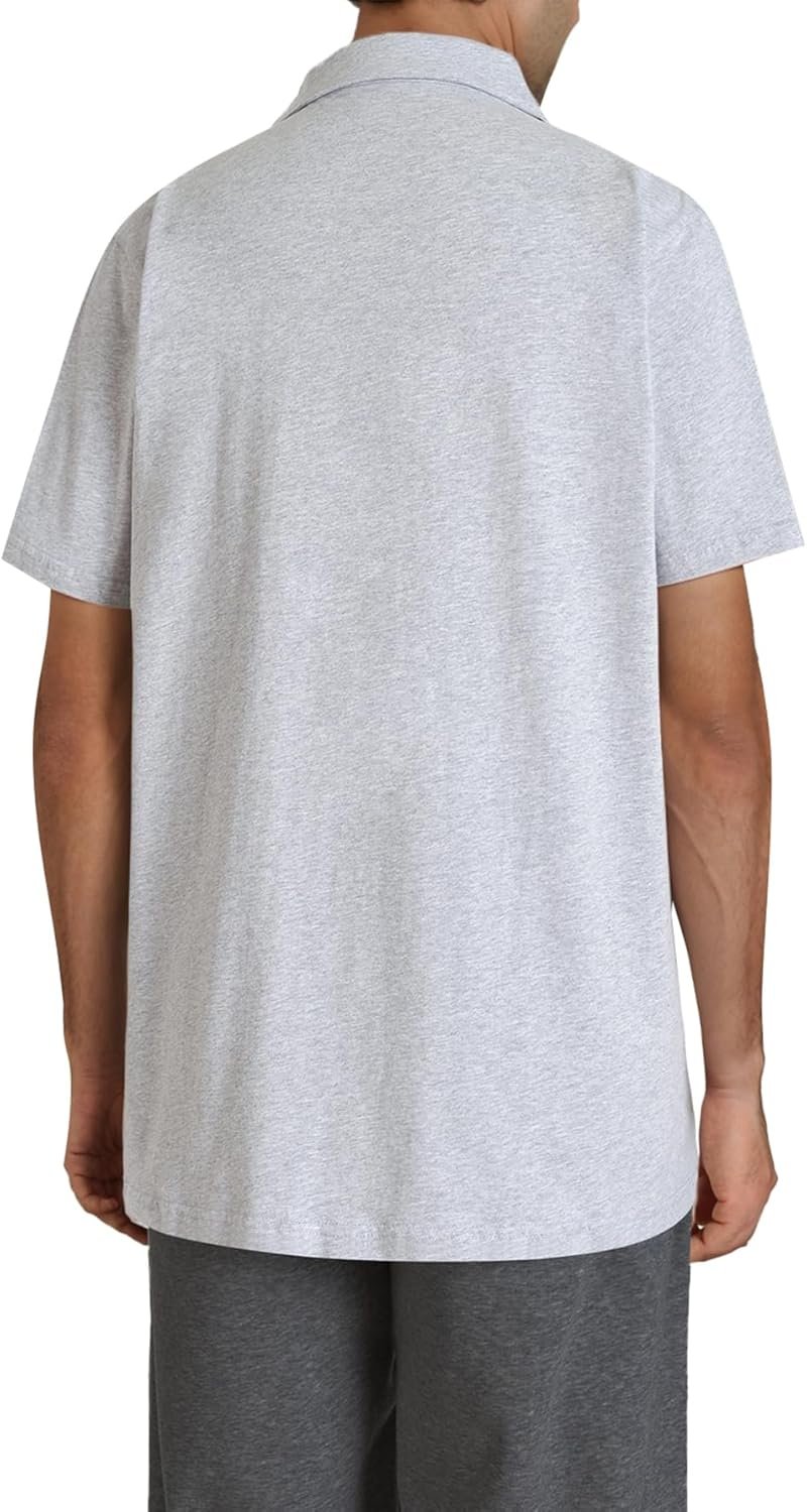 Men's Cotton Knit Sleep Shirt Button Down Pajama Top 2 Pack - Image 2