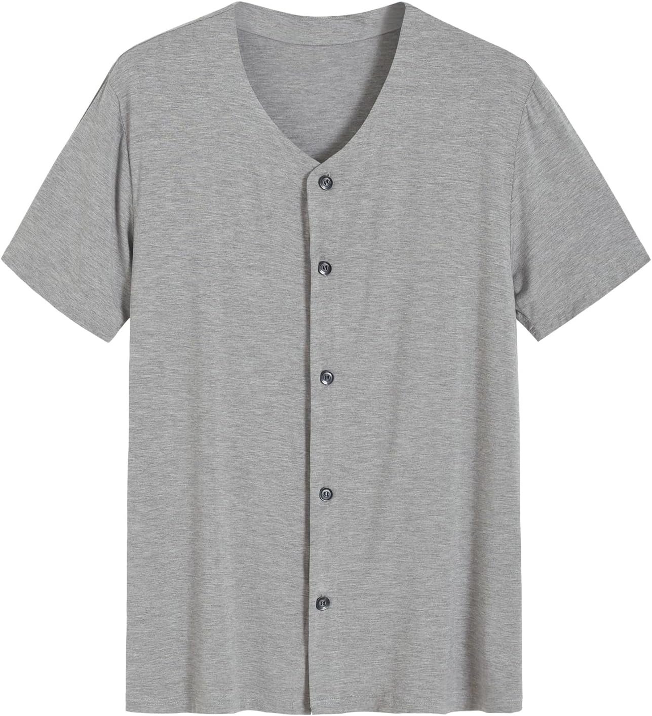 Men's Viscose Pajama Top Button Up Sleep Shirt